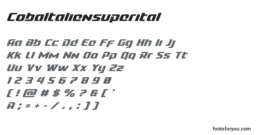 A fonte Cobaltaliensuperital – alfabeto, números, caracteres especiais