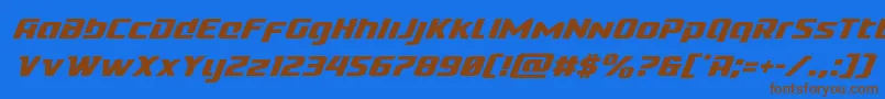 フォントCobaltaliensuperital – 茶色の文字が青い背景にあります。