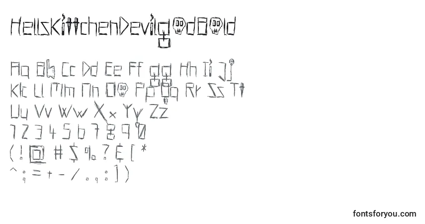 Шрифт HellsKittchenDevilGodBold – алфавит, цифры, специальные символы
