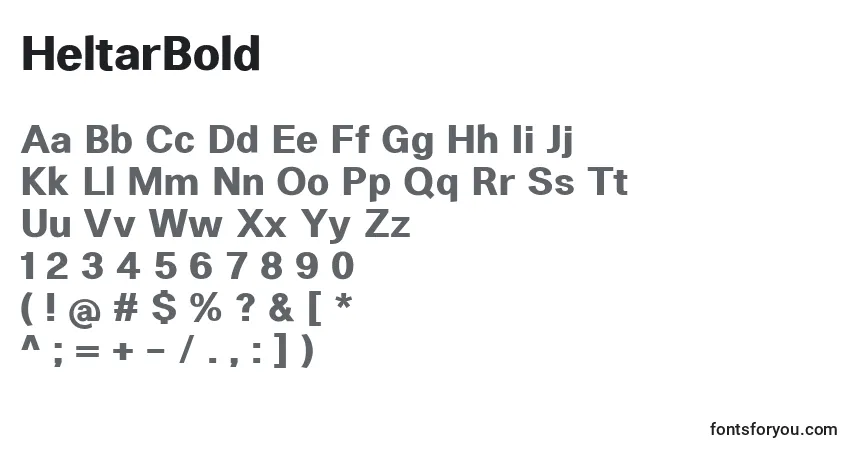 A fonte HeltarBold – alfabeto, números, caracteres especiais