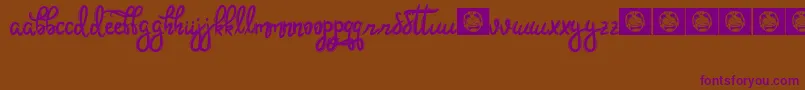 Hoobie-Schriftart – Violette Schriften auf braunem Hintergrund