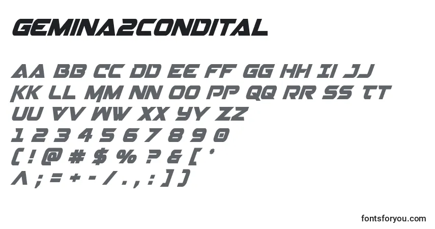 Gemina2condital-fontti – aakkoset, numerot, erikoismerkit