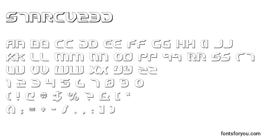 Czcionka Starcv23D – alfabet, cyfry, specjalne znaki