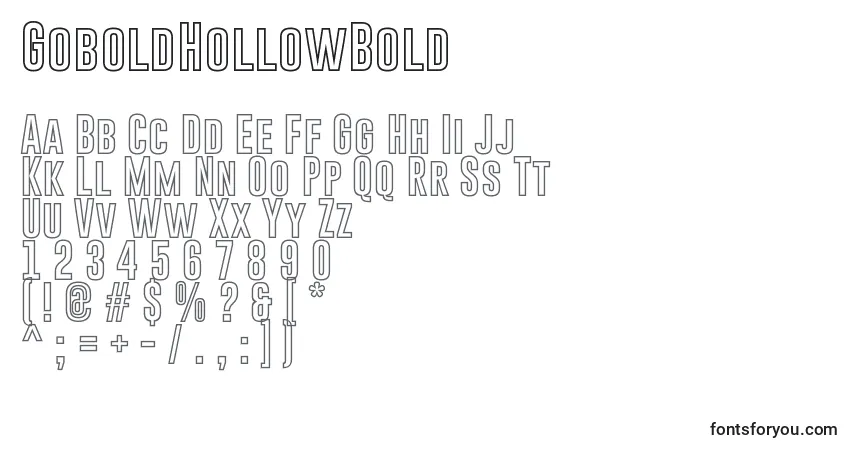 Шрифт GoboldHollowBold – алфавит, цифры, специальные символы