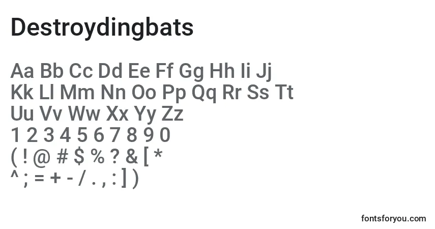 Czcionka Destroydingbats – alfabet, cyfry, specjalne znaki