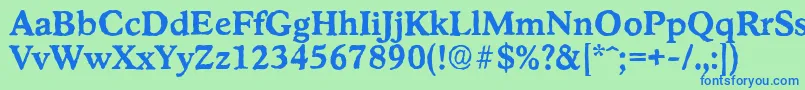 StratfordantiqueBold-Schriftart – Blaue Schriften auf grünem Hintergrund