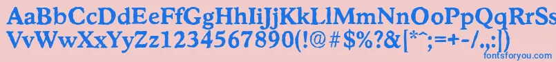 フォントStratfordantiqueBold – ピンクの背景に青い文字