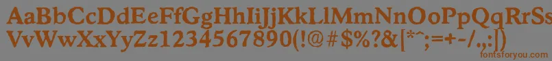 フォントStratfordantiqueBold – 茶色の文字が灰色の背景にあります。