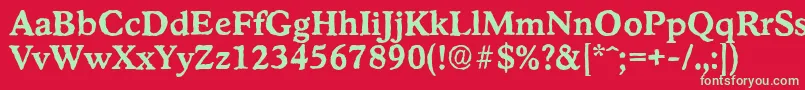 フォントStratfordantiqueBold – 赤い背景に緑の文字
