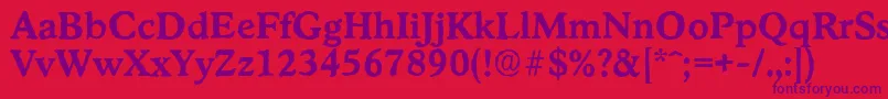 Czcionka StratfordantiqueBold – fioletowe czcionki na czerwonym tle