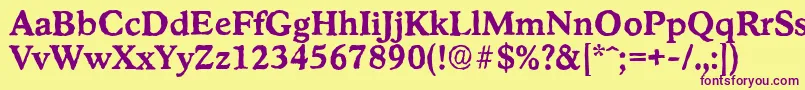 StratfordantiqueBold Font – Purple Fonts on Yellow Background