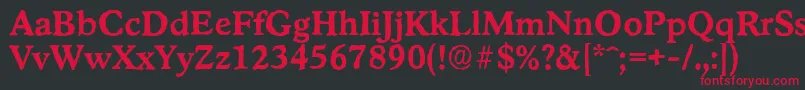フォントStratfordantiqueBold – 黒い背景に赤い文字