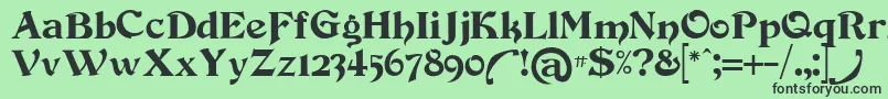 フォントDevinneswash – 緑の背景に黒い文字