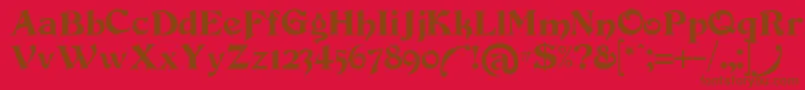 フォントDevinneswash – 赤い背景に茶色の文字
