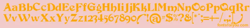 Devinneswash-Schriftart – Orangefarbene Schriften auf rosa Hintergrund