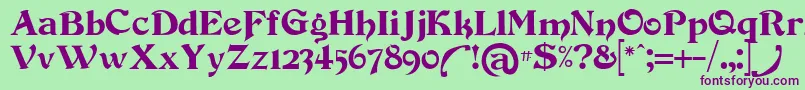 フォントDevinneswash – 緑の背景に紫のフォント