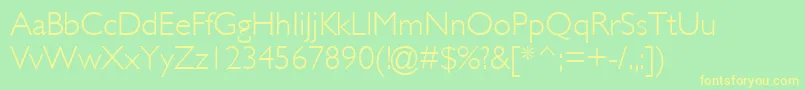 GillLightSsiLight-Schriftart – Gelbe Schriften auf grünem Hintergrund