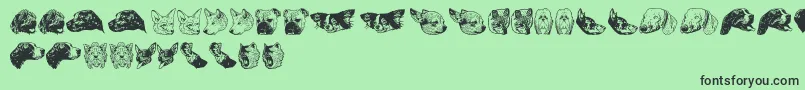 Fonte DoggyprintAoe – fontes pretas em um fundo verde