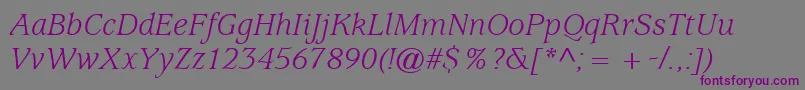 Шрифт ExpositionSsiItalic – фиолетовые шрифты на сером фоне