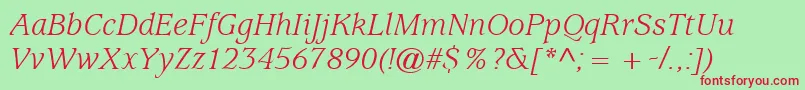 ExpositionSsiItalic Font – Red Fonts on Green Background