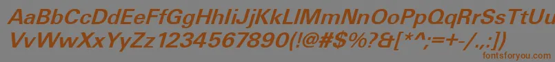 UniqueLightBolditalic-Schriftart – Braune Schriften auf grauem Hintergrund