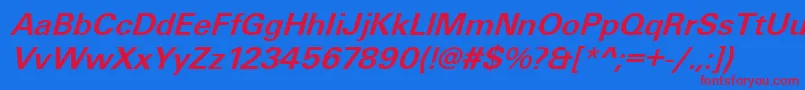 UniqueLightBolditalic Font – Red Fonts on Blue Background