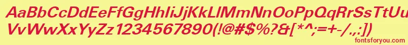 UniqueLightBolditalic Font – Red Fonts on Yellow Background