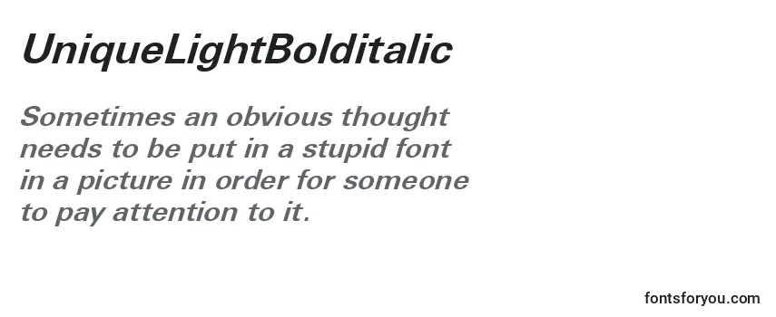 UniqueLightBolditalic Font