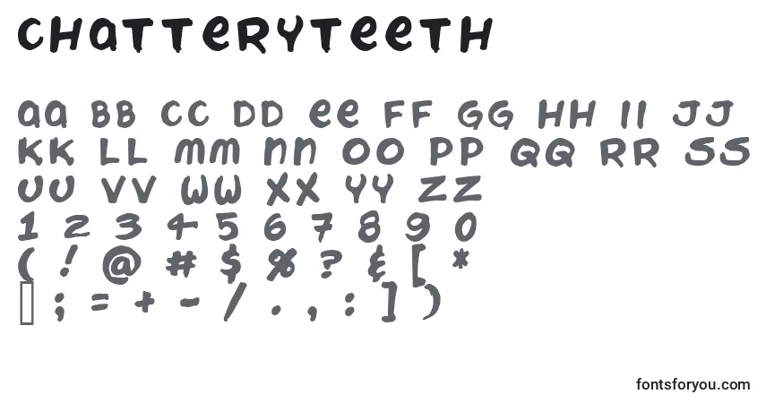 Schriftart ChatteryTeeth – Alphabet, Zahlen, spezielle Symbole