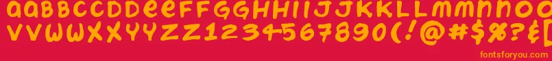 フォントChatteryTeeth – 赤い背景にオレンジの文字