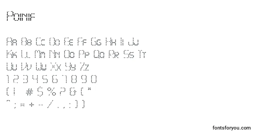 A fonte Poinif – alfabeto, números, caracteres especiais