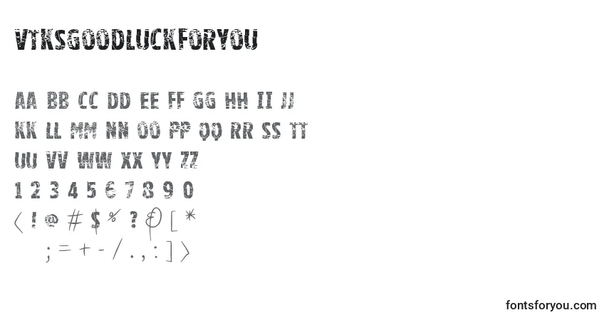 Czcionka Vtksgoodluckforyou – alfabet, cyfry, specjalne znaki