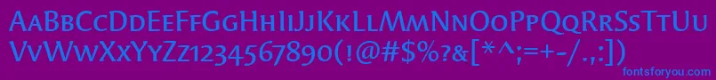 Czcionka SyndorMdScItcTtMedium – niebieskie czcionki na fioletowym tle