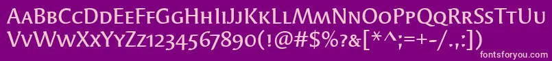 フォントSyndorMdScItcTtMedium – 紫の背景にピンクのフォント