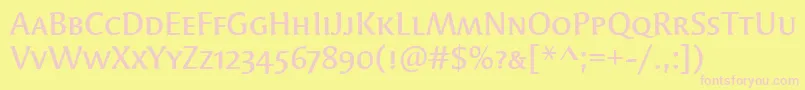 SyndorMdScItcTtMedium Font – Pink Fonts on Yellow Background