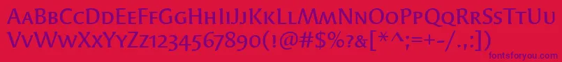 SyndorMdScItcTtMedium Font – Purple Fonts on Red Background