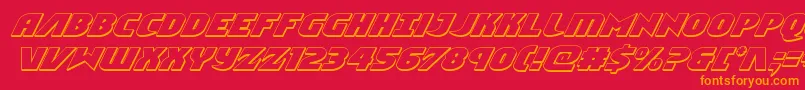 Ninjagarden3Dital-Schriftart – Orangefarbene Schriften auf rotem Hintergrund