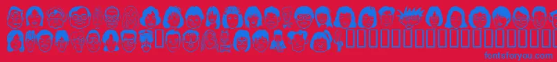 Sakabepeople05 Font – Blue Fonts on Red Background