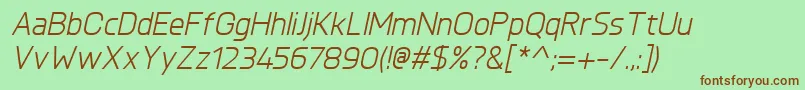 Подробнее о шрифте KnulItalic Шрифт KnulItalic – коричневые шрифты на зелёном фоне