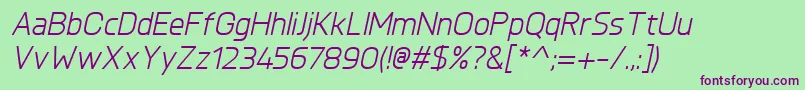 Fonte KnulItalic – fontes roxas em um fundo verde