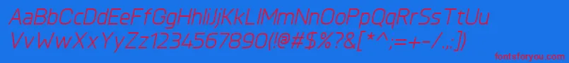 Fonte KnulItalic – fontes vermelhas em um fundo azul
