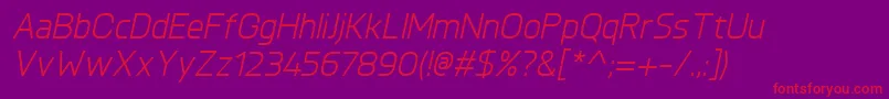 Fonte KnulItalic – fontes vermelhas em um fundo violeta