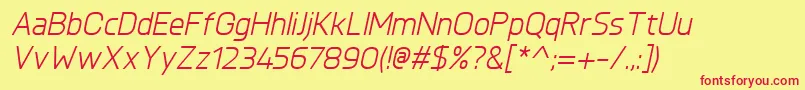 Fonte KnulItalic – fontes vermelhas em um fundo amarelo