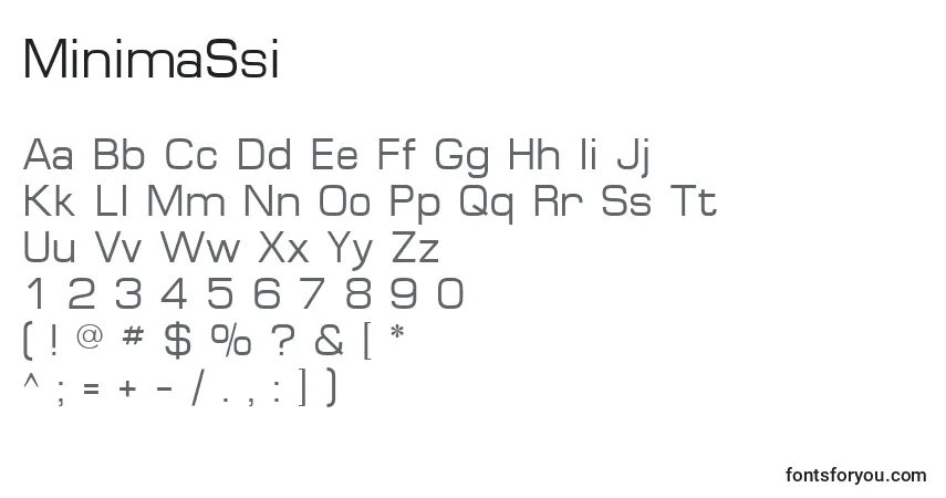 Schriftart MinimaSsi – Alphabet, Zahlen, spezielle Symbole