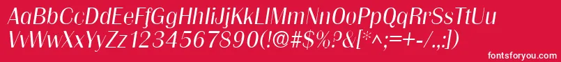 GrenoblelhItalic-fontti – valkoiset fontit punaisella taustalla