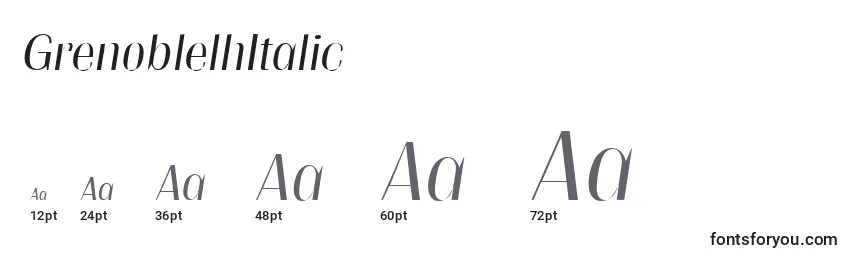 Размеры шрифта GrenoblelhItalic