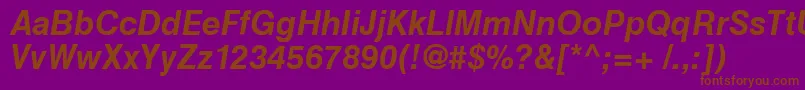 HelveticaCyrillicBoldInclined Font – Brown Fonts on Purple Background