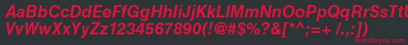 フォントHelveticaCyrillicBoldInclined – 黒い背景に赤い文字
