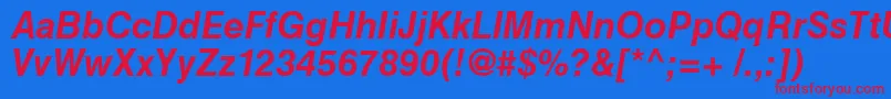 HelveticaCyrillicBoldInclined Font – Red Fonts on Blue Background