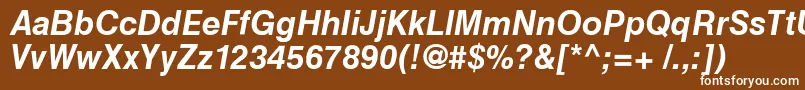 HelveticaCyrillicBoldInclined Font – White Fonts on Brown Background